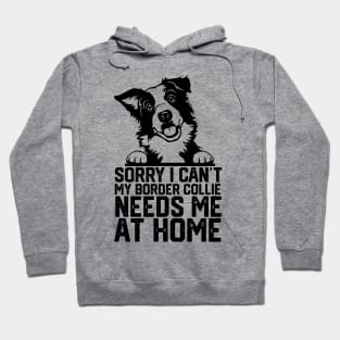 funny sorry i can't my border collie needs me at home Hoodie